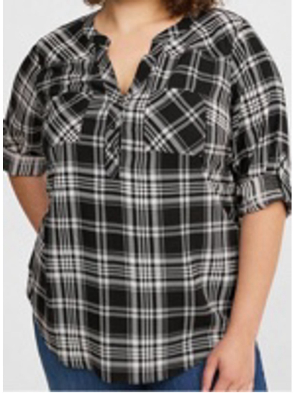 Women's Torrid Harper Plaid Challis 3/4 Sleeve Top 1X - Picture 7 of 8